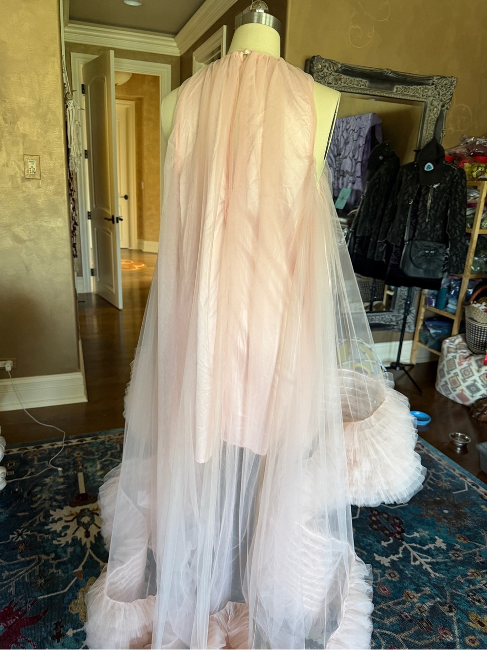 Pink Tulle Ruffled Dress - Elegant Party Dress - Picture 6 of 8